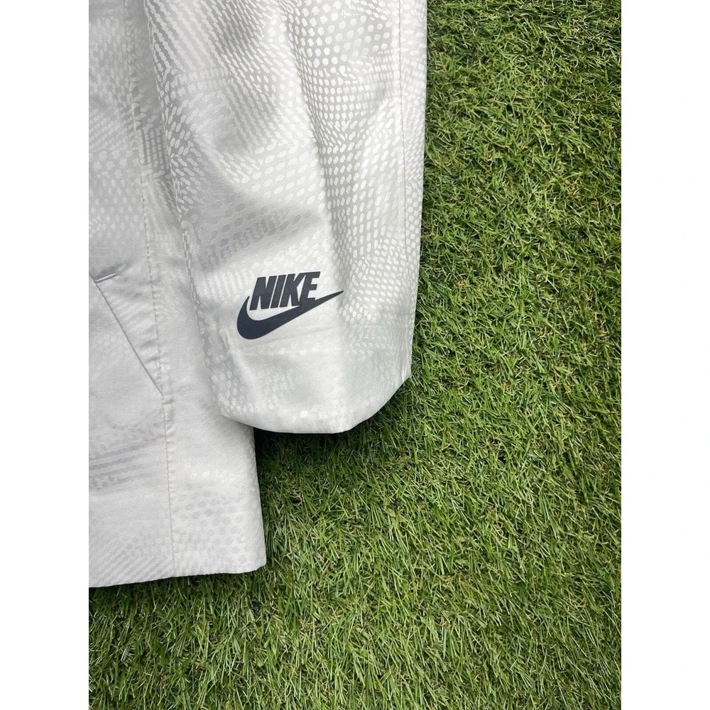 Nike Coat Mens Medium White Gray Full Zip Tech Jacket Winter Coat Rain 2000s